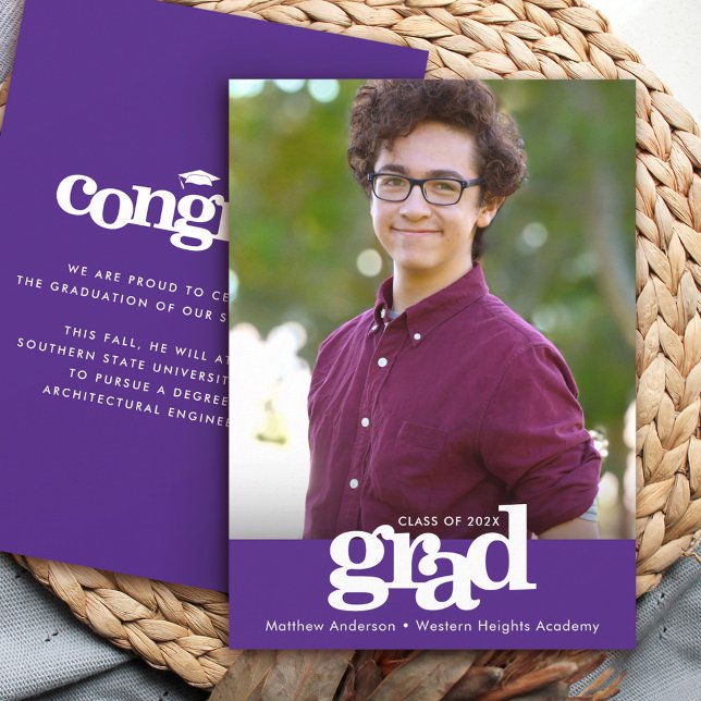 Faire-part Peinture violette photo moderne typographie audaci (Créateur téléchargé)