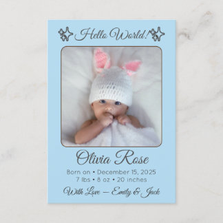 Faire-part Personalized Baby Photo Name & Parents for Newborn