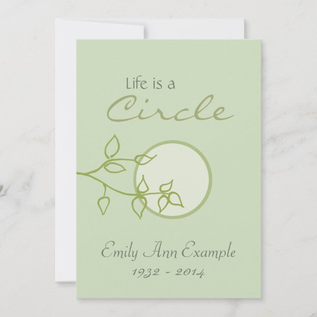 Faire-part personnalisable de la mort (Feuilles) (Devant)