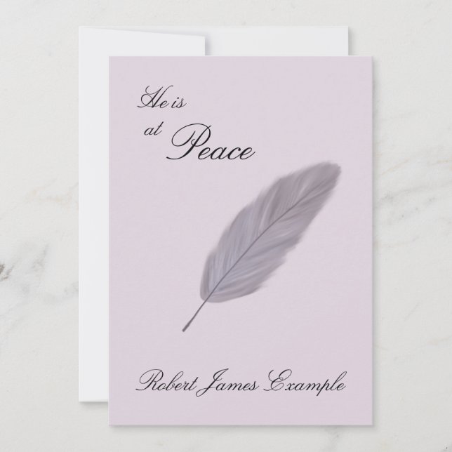 Faire-part personnalisable de la mort (plume) (Devant)