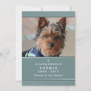 Faire-part Pet Memorial Card 5x7 Prière Turquoise pour animau