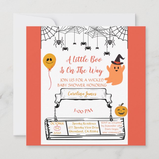 Faire-part Petit bébé boo douche halloween thème (Devant)