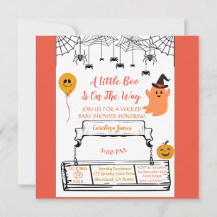 Faire-part Petit bébé boo douche halloween thème