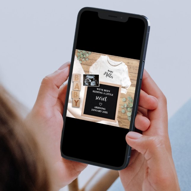 Faire-part Petite Sonogramme Secret Grossesse de la photo (little secret photo pregnancy announcement digital pregnancy reveal)