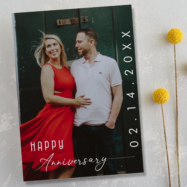 Faire-part Photo Anniversaire Moderne Avec Script Élégant (Anniversary Photo With Stylish Script  Announcement )
