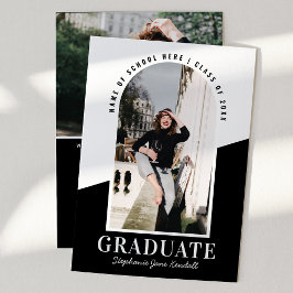 Faire-part Photo Arch moderne noir & blanc Graduation