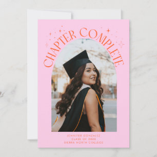 Faire-part Photo avec cadre arqué orange pour chapitre termin