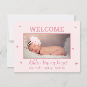 Faire-part photo bébé - Bienvenue Baby Girl Card