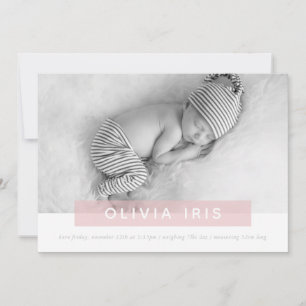 Faire-part PHOTO BÉBÉ MODERNE simple recouvrement de panneau