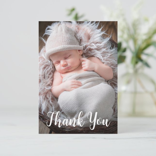 Faire-part photo bébé script manuscrit (Debout devant)