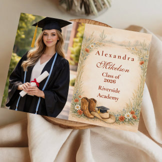 Faire-part Photo Boho Cowgirl Graduation Party