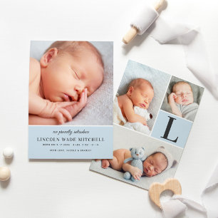 Faire-part Photo Collage de bébé Pale Blue