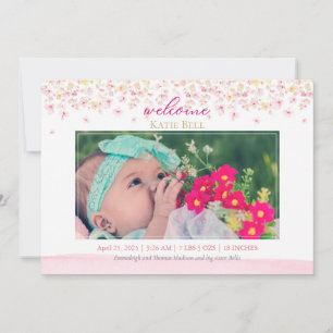 Faire-part Photo de bébé Fleurs Florales de Printemps Naissan