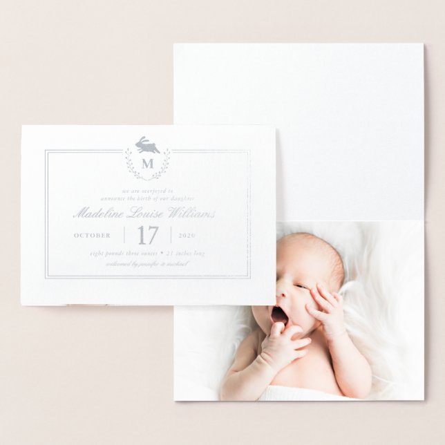 Faire-part PHOTO DE BÉBÉ | Lapin minimal (Affichage)