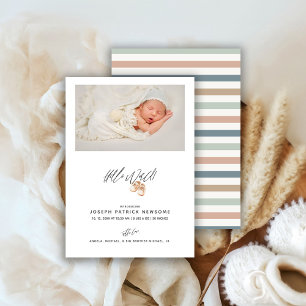 Faire-part Photo de bébé nouveau-né moderne Hello World