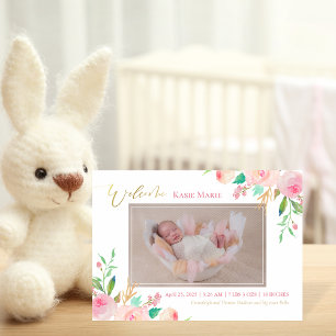 Faire-part Photo de bébé printemps Élégant floral Naissance