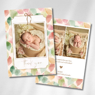 Faire-part Photo de bébé Vintage Orange Sauge Feuille d'Autom