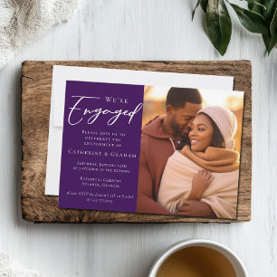 Faire-part Photo de couple royal violet pour les fiançailles