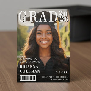 Faire-part Photo de couverture de magazine de remise de diplô