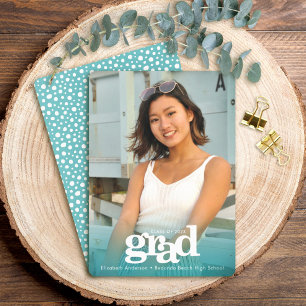 Faire-part Photo de diplôme bleu turquoise audacieux moderne