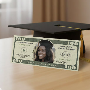 Faire-part Photo de diplôme de 100 dollars