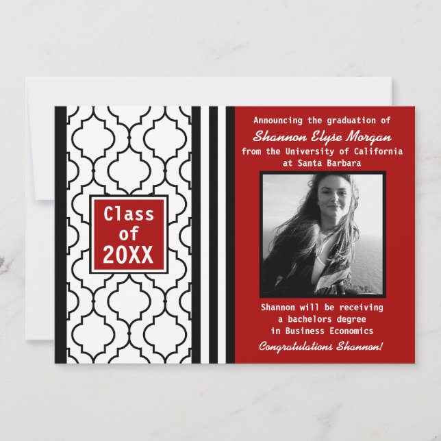 Faire-part photo de graduation chic contemporaine  (Devant)