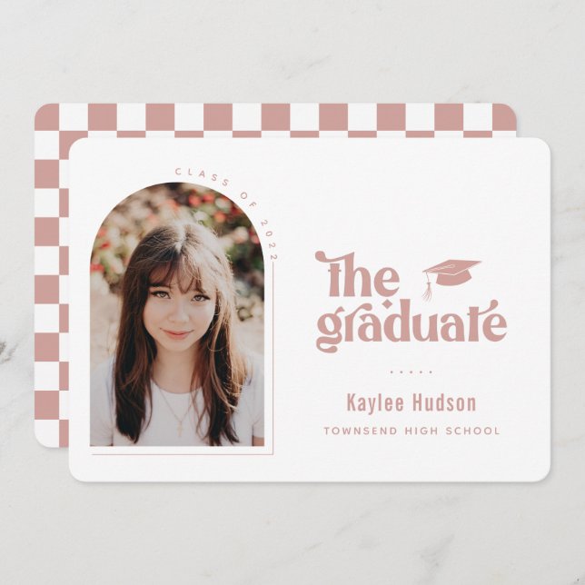 Faire-part Photo de graduation de type rétro (Devant / Derrière)