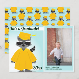 Faire-part photo de graduation en bleu jaune Racco
