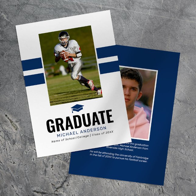 Faire-part Photo de graduation Masculine Navy 2025 (Créateur téléchargé)
