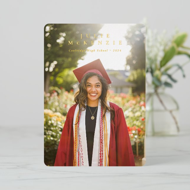 Faire-part photo de Graduation minimale du texte d (Debout devant)