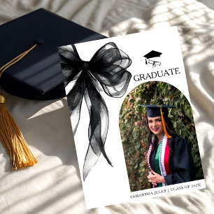 Faire-part Photo de graduation moderne tendance Black Bow