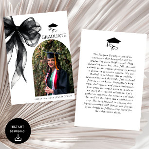 Faire-part Photo de graduation moderne tendance Black Bow