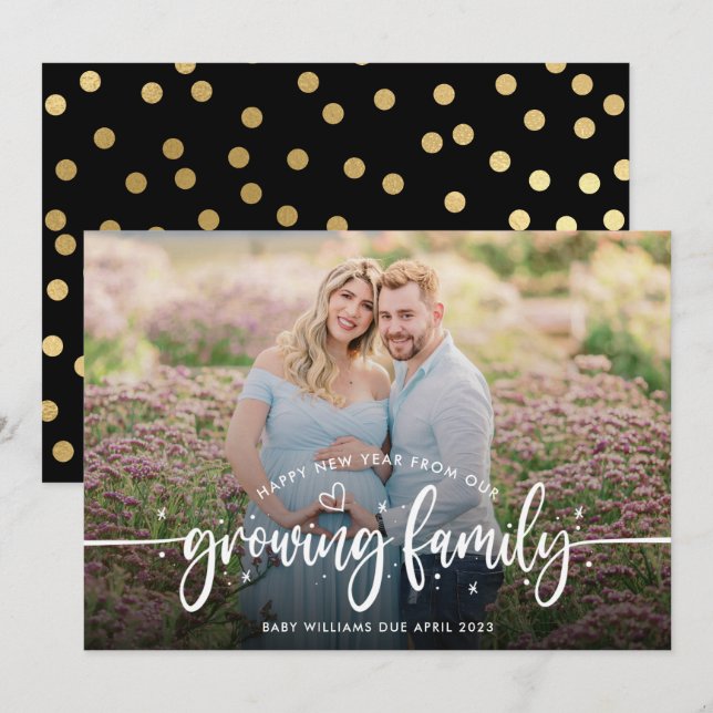 Faire-part Photo de grossesse du Nouvel An (Devant / Derrière)