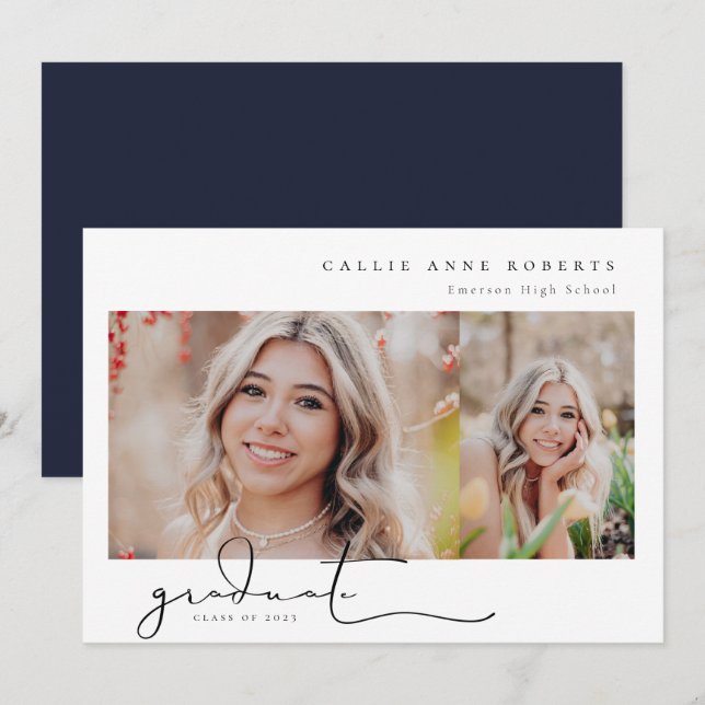 Faire-part photo de la graduation de l'instantané  (Devant / Derrière)