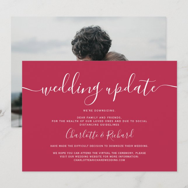 Faire-part Photo de mariage à taille réduite avec écriture ma (Devant / Derrière)