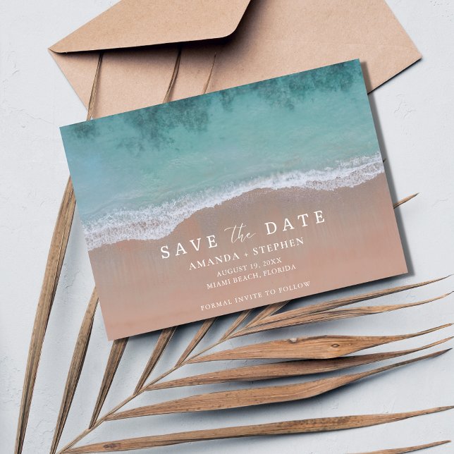 Faire-part Photo de mariage de destination de plage (Beach Destination Wedding Photo Save the Date)