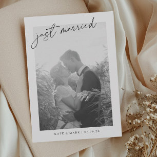 Faire-part Photo de mariage 'Juste Mariés' avec écriture manu
