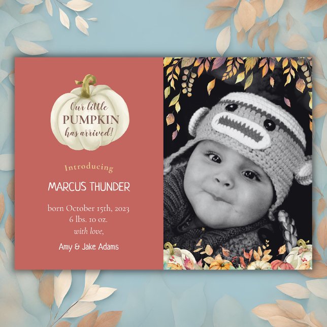 Faire-part photo de naissance de bébé d'automne (Créateur téléchargé)