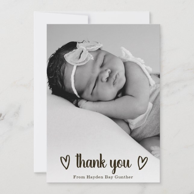 Faire-part Photo de naissance de mignonne simple Merci cardia (Devant)