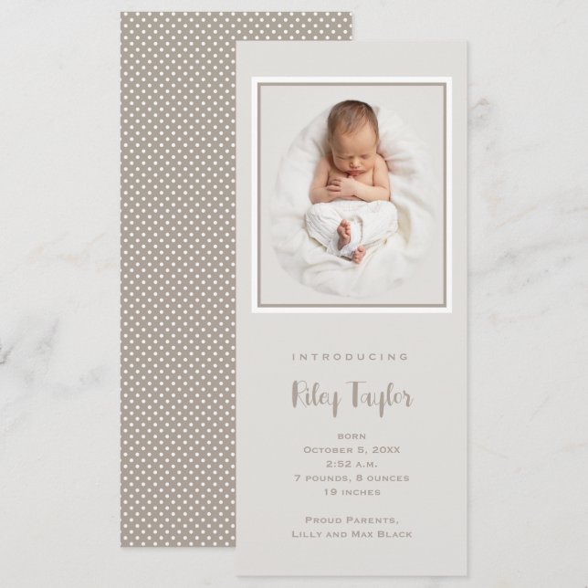 Faire-part Photo de naissance simple pour bébé grand (Devant / Derrière)