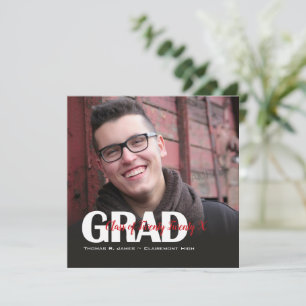 Faire-part Photo de promo avec un carré de texte de couleur e
