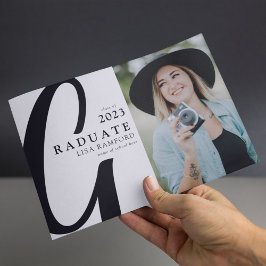 Faire-part Photo de remise de diplôme avec écriture minimale