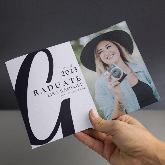 Faire-part Photo de remise de diplôme avec écriture minimale (Créateur téléchargé)