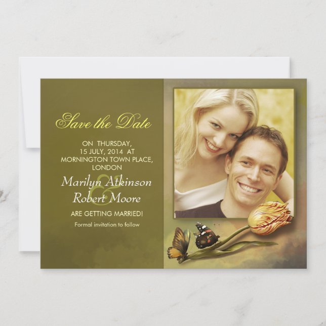 faire part photo de save the date avec design vint (Devant)