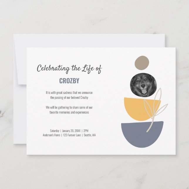 Faire-part Photo du Mémorial des animaux de compagnie moderne (Devant)