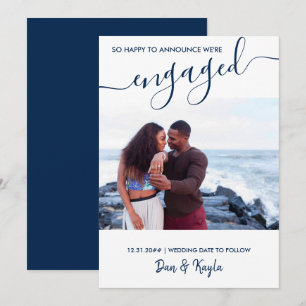 Faire-part Photo engagée et élégant Fiançailles de script ble