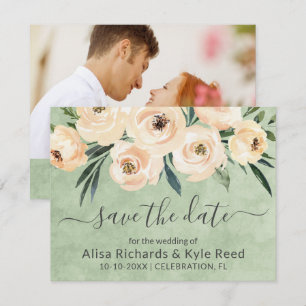 Faire-part Photo Floral Beige Blush Gold Green Enregistrer la