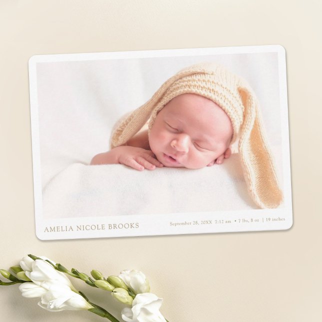 Faire-part Photo Gold personnalisée Nouveau bébé garçon ou fi (Créateur téléchargé)