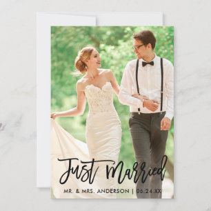 Faire-part Photo Mariage moderne Script De Brush Marié