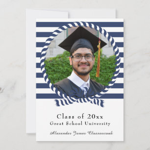 Faire-part Photo marine Bleu Bleu Blancs Graduation